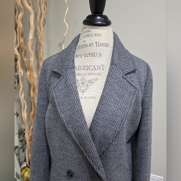 Expess Gray Double-Breasted Women's Coat Sz.M - Picture 2 of 10